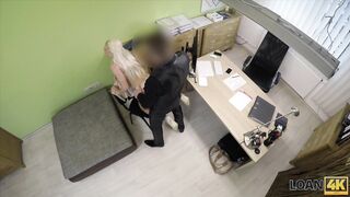 Blonde beauty pays with sex for the future of her business